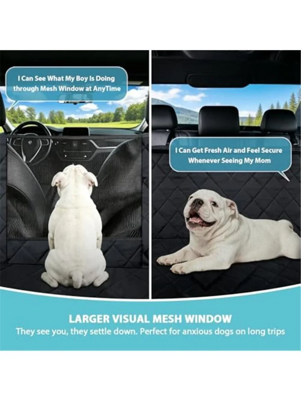 Dog Car Seat Cover for Back Seat with Safety Belt Universal Fit